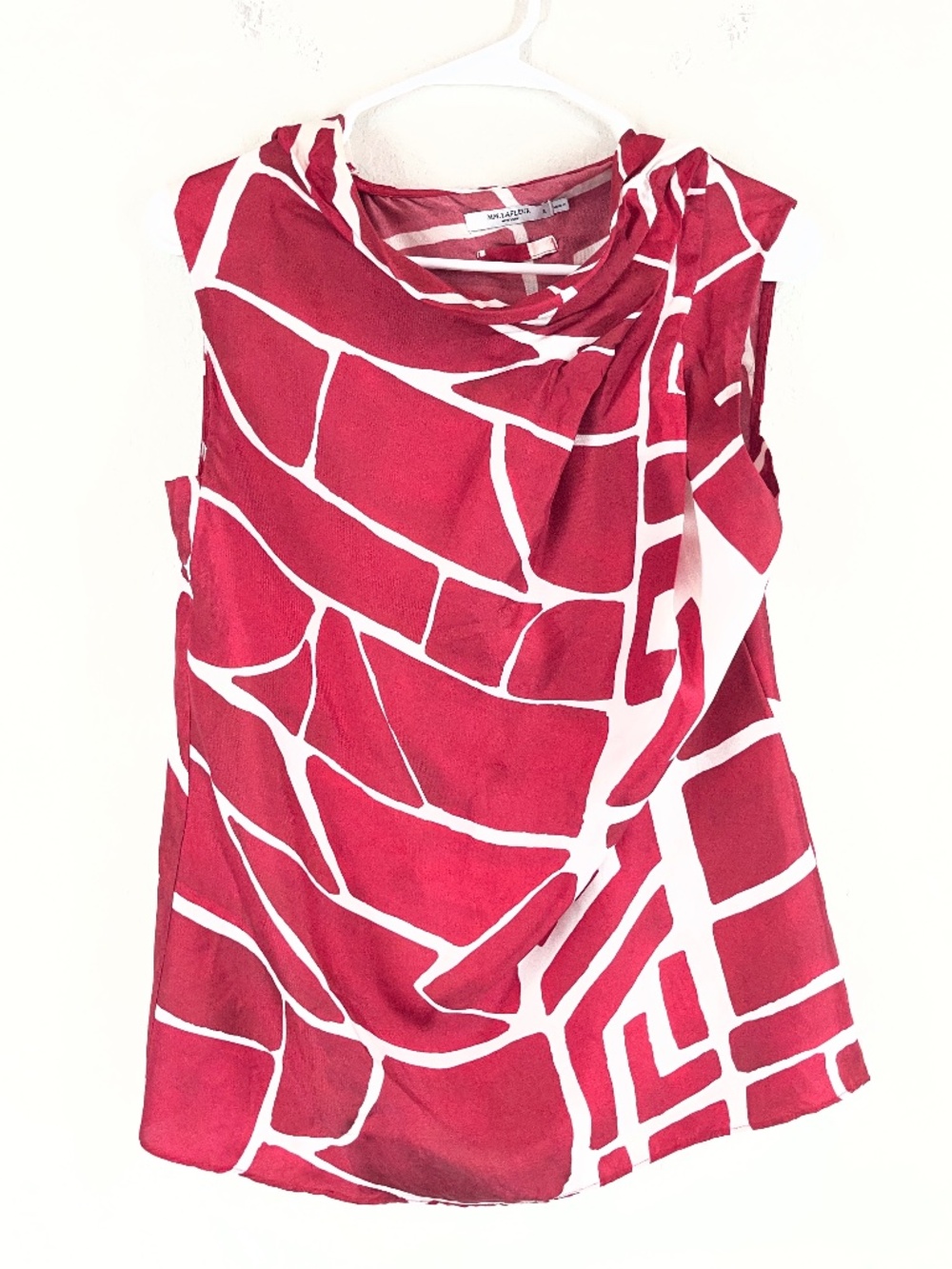 MM Lafleur Silk Top Women's S Red Abstract Sleeveless Blouse Casual Career